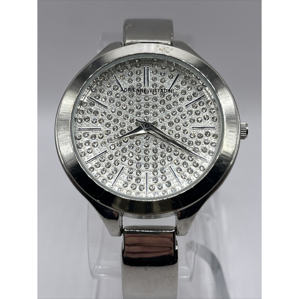 Adrienne‎ Vittadini Women's Quartz Watch Rhinestone Dial 37mm Case- New Battery
